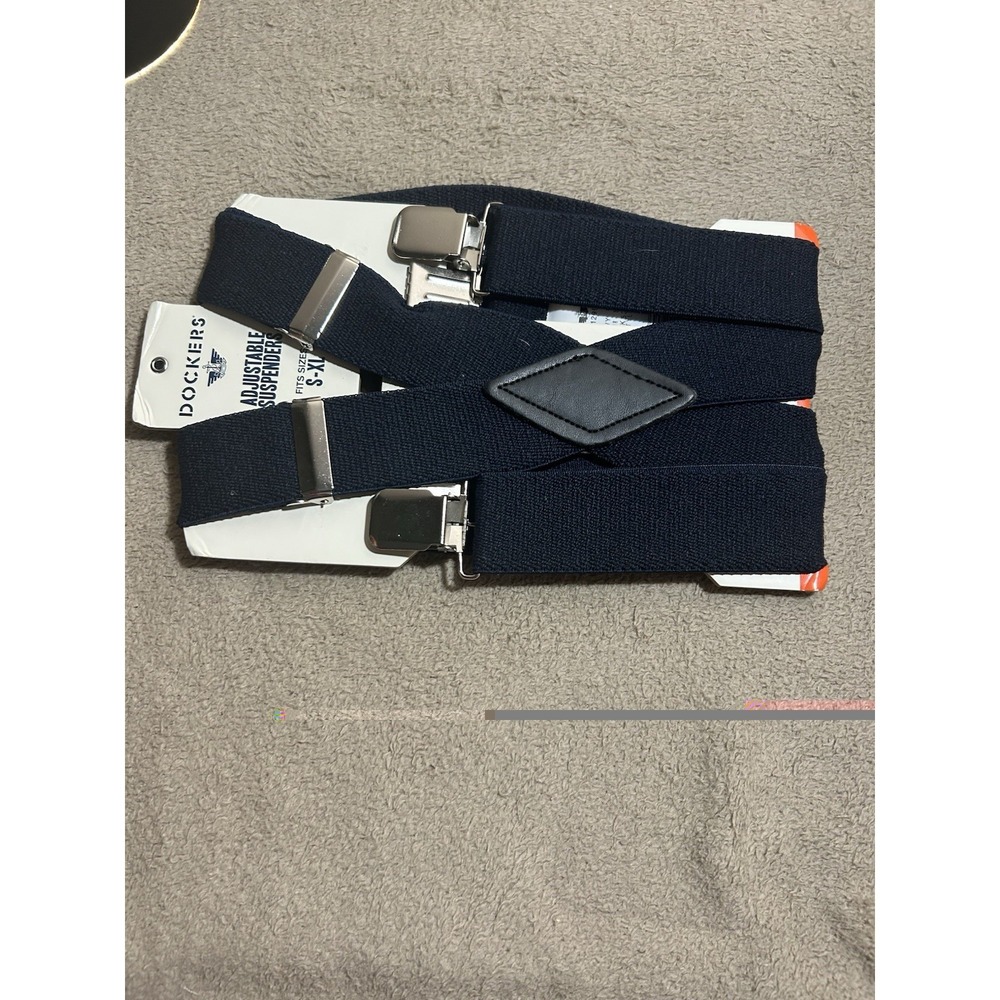 NWT Dockers Mens Navy Blue Adjustable Clip-On Suspenders Solid Fits Size S-XL - Picture 5 of 5